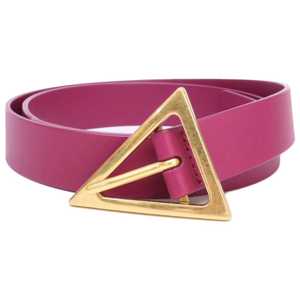 BOTTEGA VENETA Triangle Buckle Leather Belt, Purple, Women's